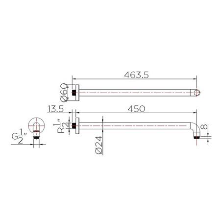 ก้านฝักบัว KARAT KS-06-434-50 45ซม. สีโครม_1