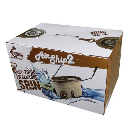 ชุดอุปกรณ์ถังปั่นพร้อมไม้ม็อบ POWER GREEN AIR SHIP สีน้ำตาล_5