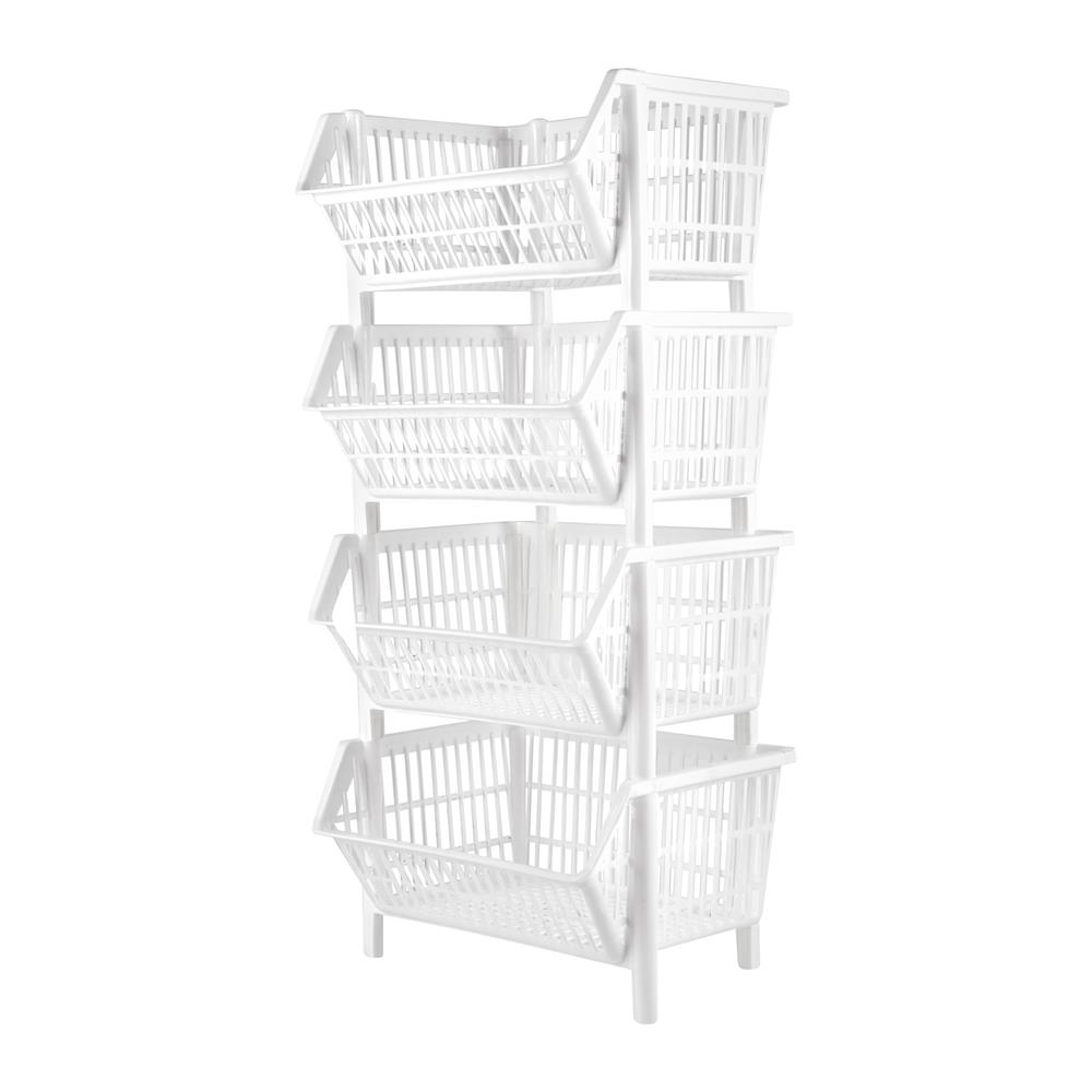 ตะกร้าผ้าเหลี่ยม 4 ชั้น PLIM NEW LOOK ไซซ์ M สีขาว