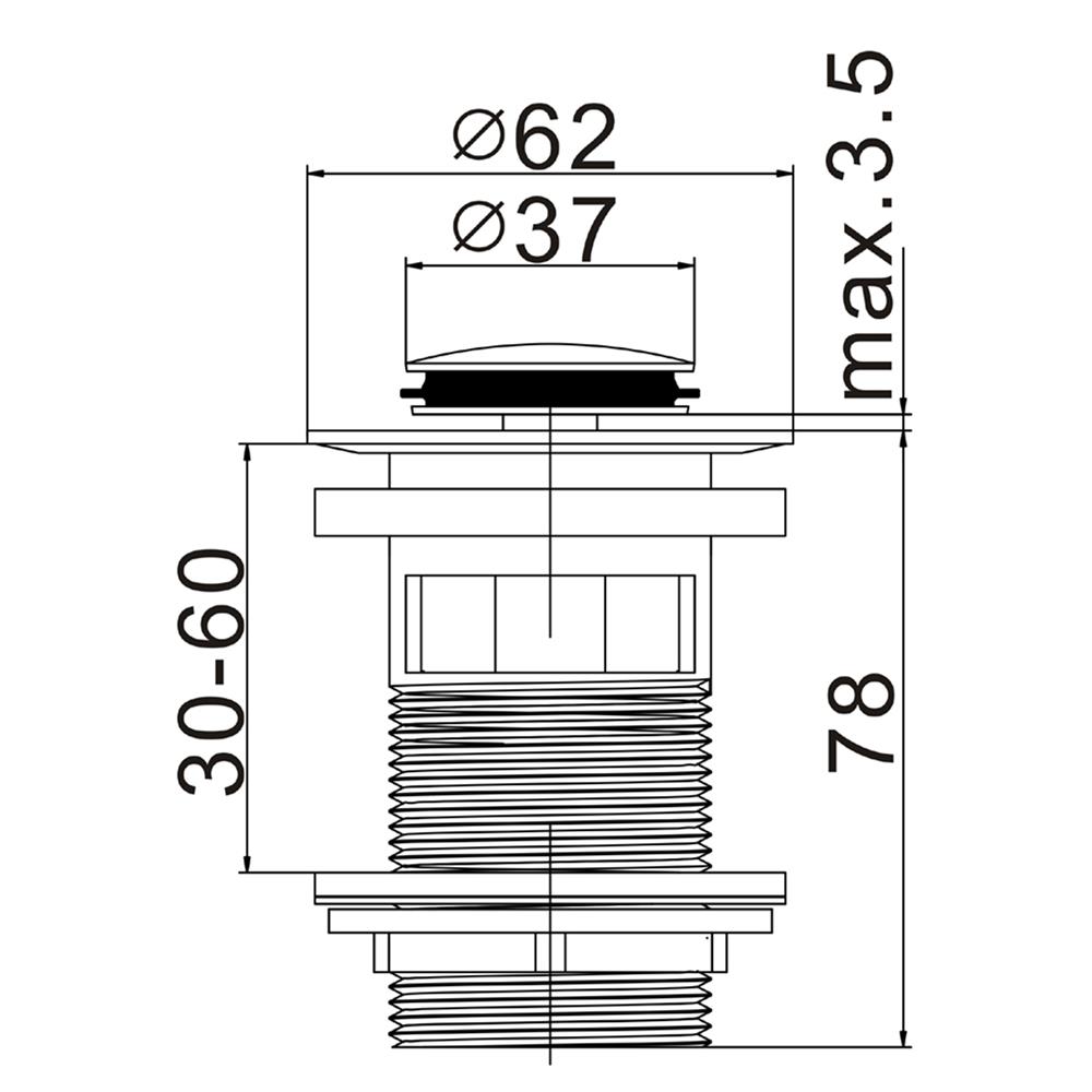 สะดืออ่างล้างหน้าแบบกด NOVABATH IS-3502 สีโครม
