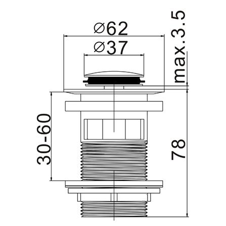 สะดืออ่างล้างหน้าแบบกด NOVABATH IS-3502 สีโครม_3