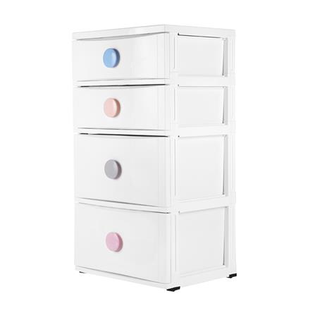ตู้ลิ้นชัก 4 ชั้น มีล้อ STACKO C12 56x45x105 ซม. สีขาว