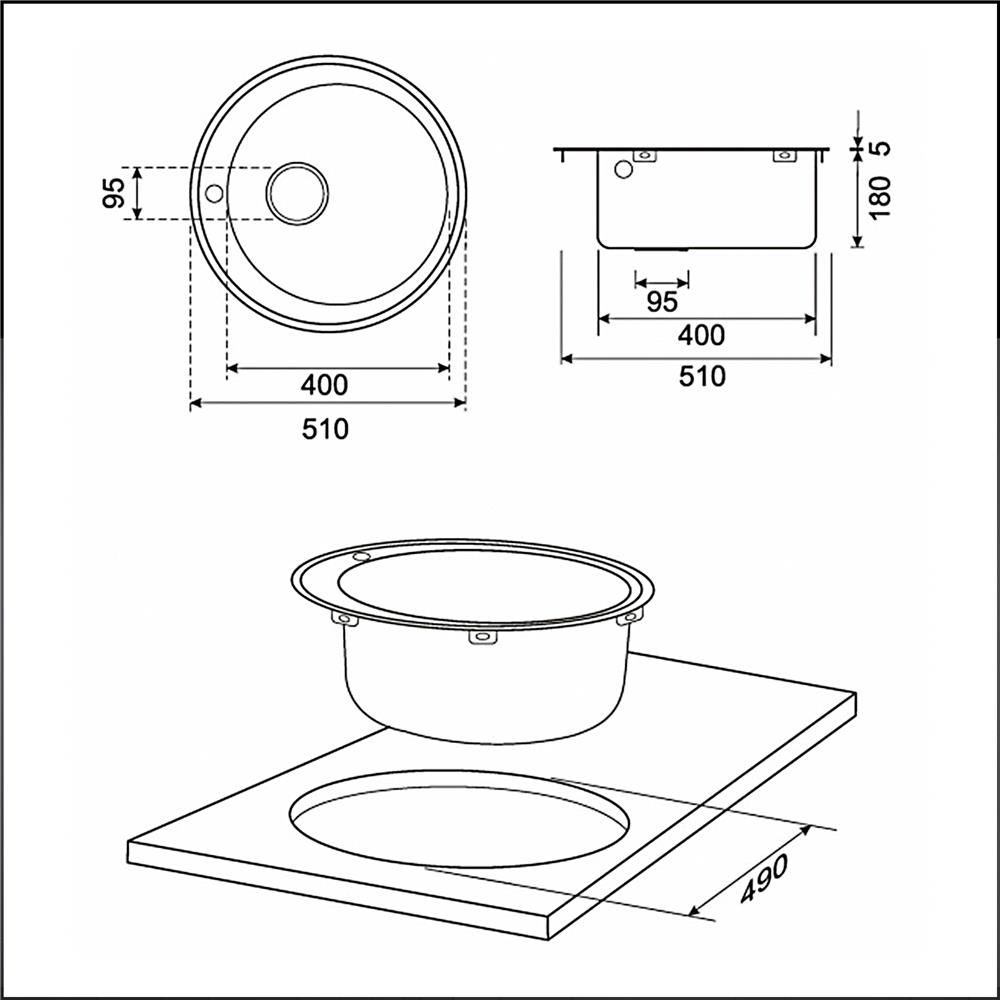 ซิงค์ฝัง 1 หลุม MEX R5B สเตนเลส