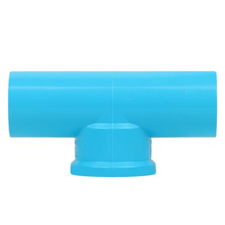 ข้อต่อสามทางเกลียวในทองเหลือง SCG 1/2 นิ้ว สีฟ้า