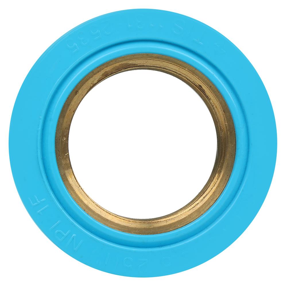 ข้อต่อตรงเกลียวในทองเหลือง SCG 1 นิ้ว สีฟ้า