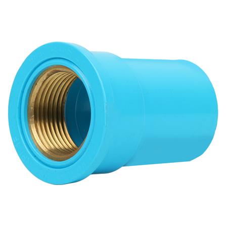 ข้อต่อตรงเกลียวในทองเหลือง SCG 1 นิ้ว สีฟ้า_0