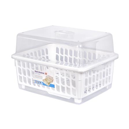 ชั้นคว่ำจานพลาสติกมีฝาครอบ JCJ NEW2400 สีขาว_0