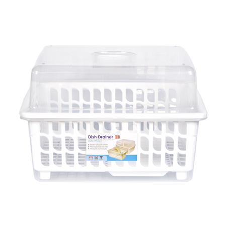 ชั้นคว่ำจานพลาสติกมีฝาครอบ JCJ NEW2400 สีขาว_1