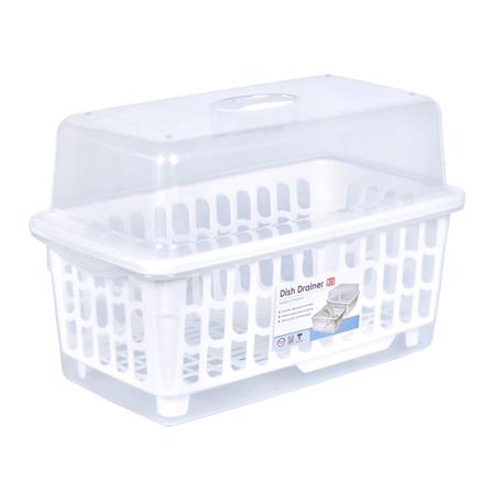 ชั้นคว่ำจานพลาสติกมีฝาครอบ JCJ NEW2401 สีขาว_2