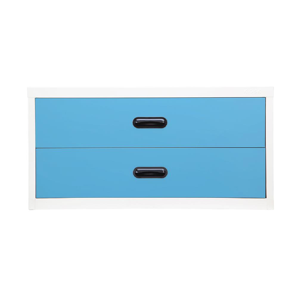 ตู้ลิ้นชักเหล็ก 2 ลิ้นชัก KIOSK USB-4 สีขาว/ฟ้า