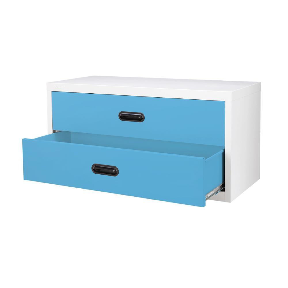 ตู้ลิ้นชักเหล็ก 2 ลิ้นชัก KIOSK USB-4 สีขาว/ฟ้า