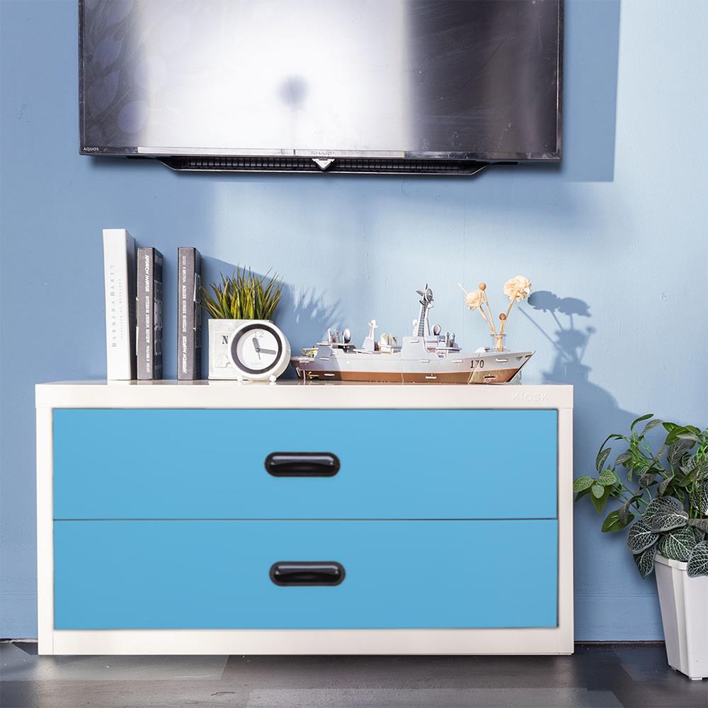 ตู้ลิ้นชักเหล็ก 2 ลิ้นชัก KIOSK USB-4 สีขาว/ฟ้า