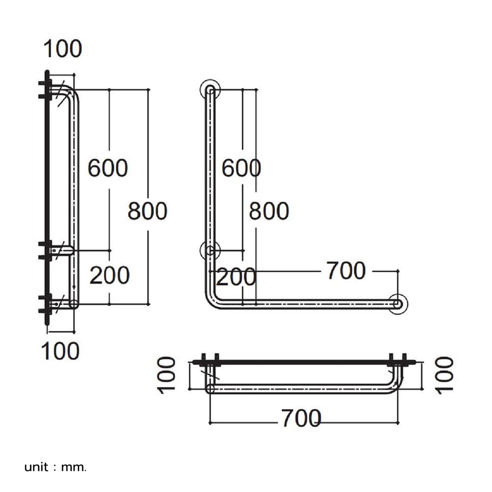 ราวมือจับ แบบตัว L AMERICAN STANDARDAMS HR-380570-01R