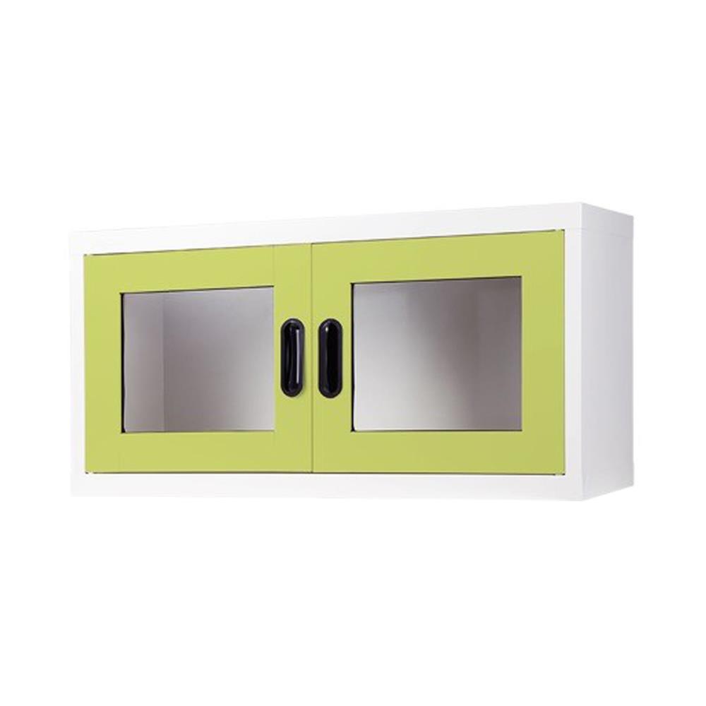 ตู้เหล็กบานเปิดกระจก KIOSK MAX-012 GR สีขาว/สีเขียว