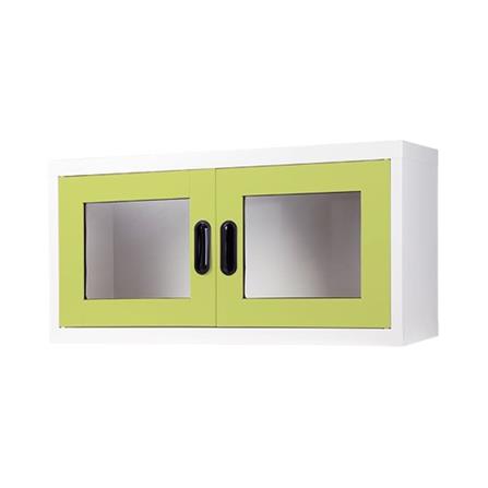 ตู้เหล็กบานเปิดกระจก KIOSK MAX-012 GR สีขาว/สีเขียว