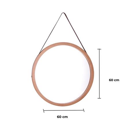 กระจกเงากรอบไม้กลมสายหนัง MOYA TK-ML-A01 60x60 ซม._5