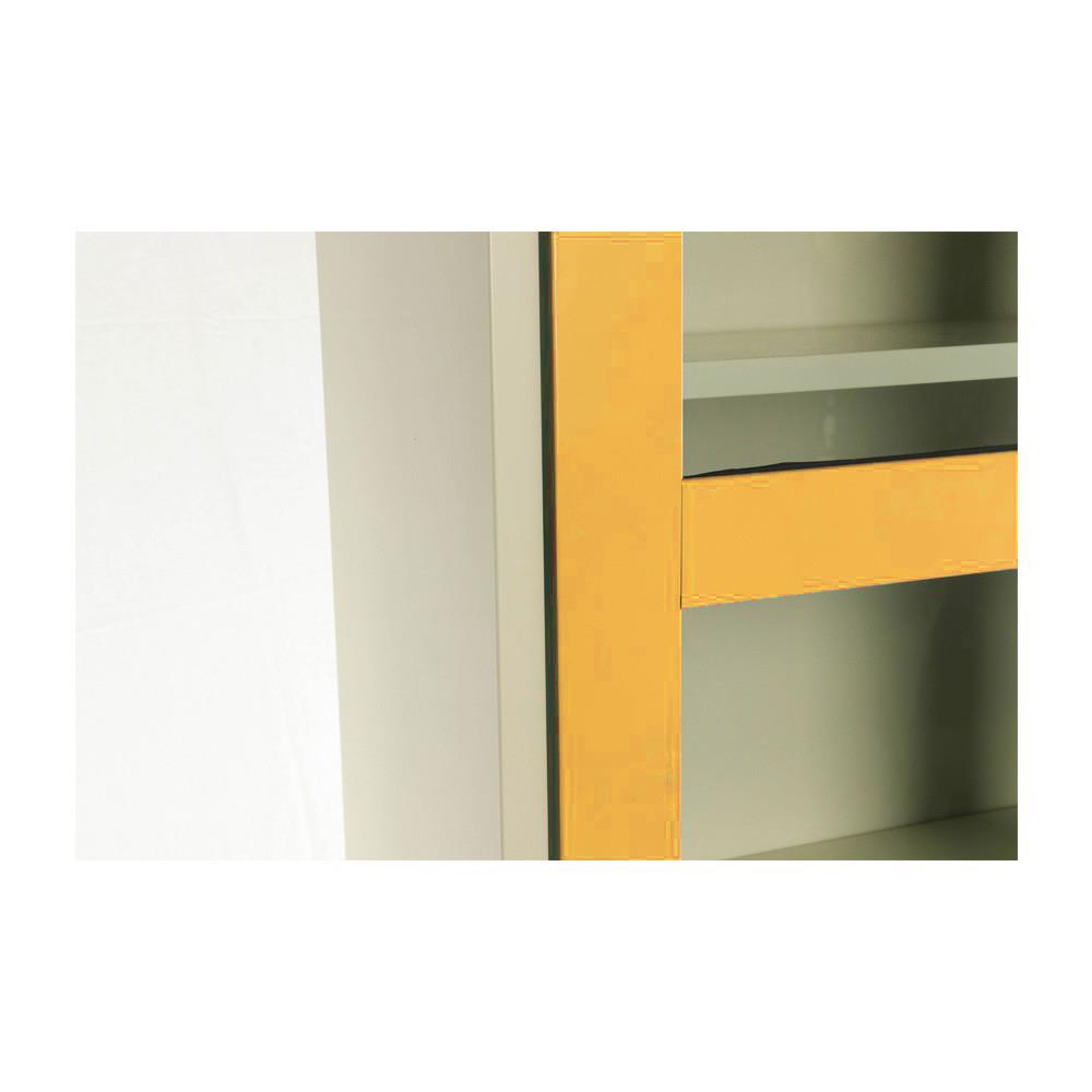 ตู้เหล็กสูงบานเปิดกระจก KIOSK MAX-052 สีขาว/ส้ม