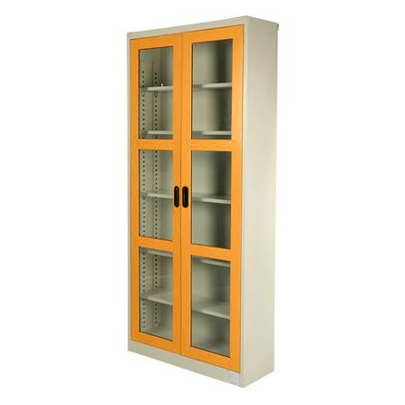 ตู้เหล็กสูงบานเปิดกระจก KIOSK MAX-052 สีขาว/ส้ม_1