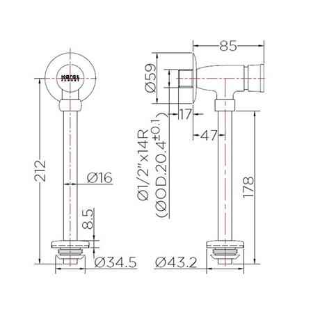 ฟลัชวาล์วโถชายท่อตรง KARAT BAP8-50R1 สีโครม_2