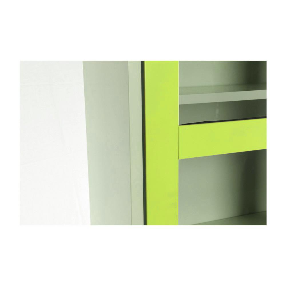 ตู้เหล็กสูงบานเปิดกระจก KIOSK MAX-052 สีขาว/เขียว