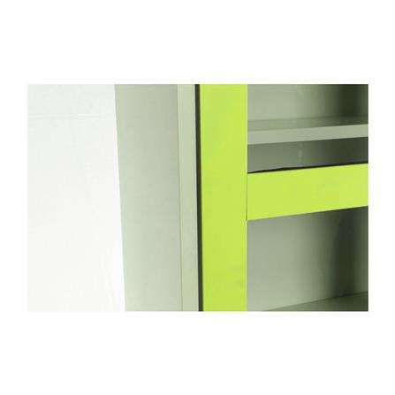 ตู้เหล็กสูงบานเปิดกระจก KIOSK MAX-052 สีขาว/เขียว_4