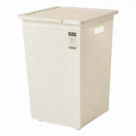 ตะกร้าผ้าเหลี่ยมสูงมีฝา DKW HH-1110 ครีม_0