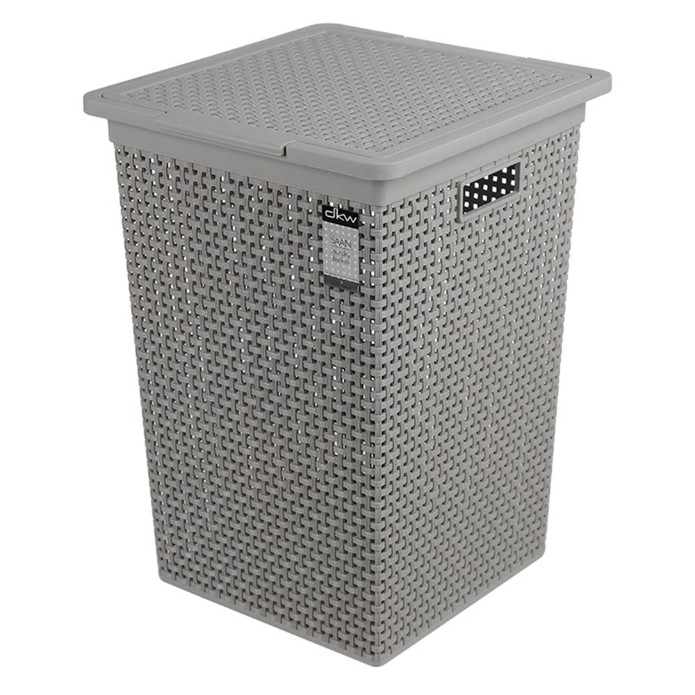 ตะกร้าผ้าเหลี่ยมสูงมีฝา DKW HH-1110 เทา