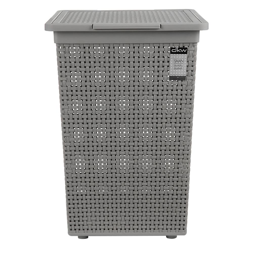 ตะกร้าผ้าเหลี่ยมสูงมีฝา DKW HH-1110 เทา