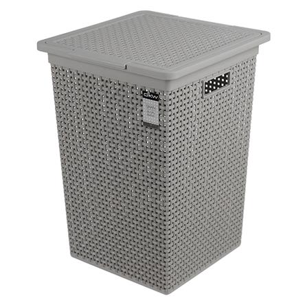 ตะกร้าผ้าเหลี่ยมสูงมีฝา DKW HH-1110 เทา