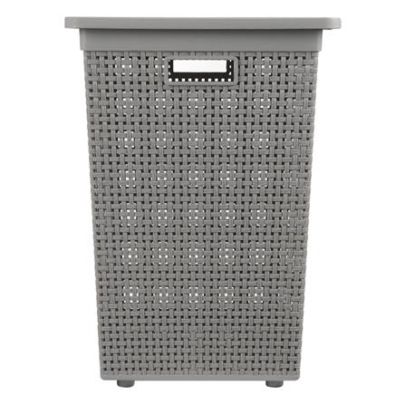ตะกร้าผ้าเหลี่ยมสูงมีฝา DKW HH-1110 เทา_2
