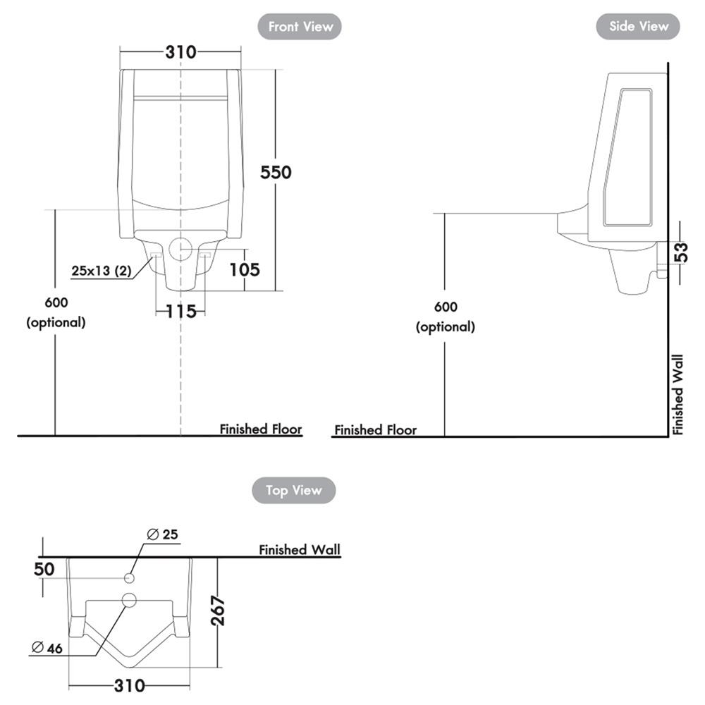โถปัสสาวะชาย NASCO NU-952-WA สีขาว
