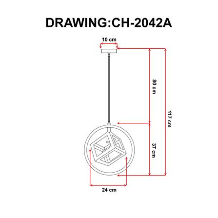 ไฟช่อ EVL CH-2042A สีดำ 1 หัว_2