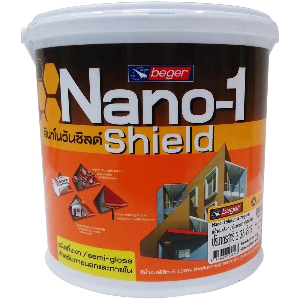 สีน้ำทาภายนอก BEGER NANO1 SHIELD BASE B กึ่งเงา 3.5 ลิตร