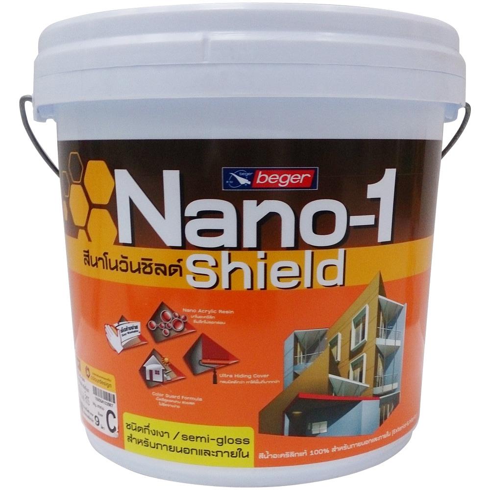 สีน้ำทาภายนอก BEGER NANO1 SHIELD BASE C กึ่งเงา 9 ลิตร