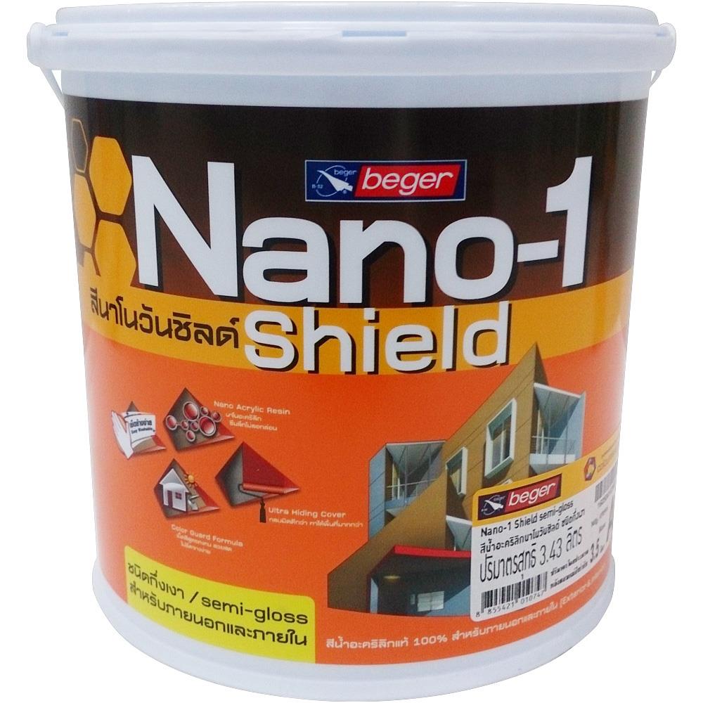 สีน้ำทาภายนอก BEGER NANO1 SHIELD BASE A กึ่งเงา 3.5 ลิตร