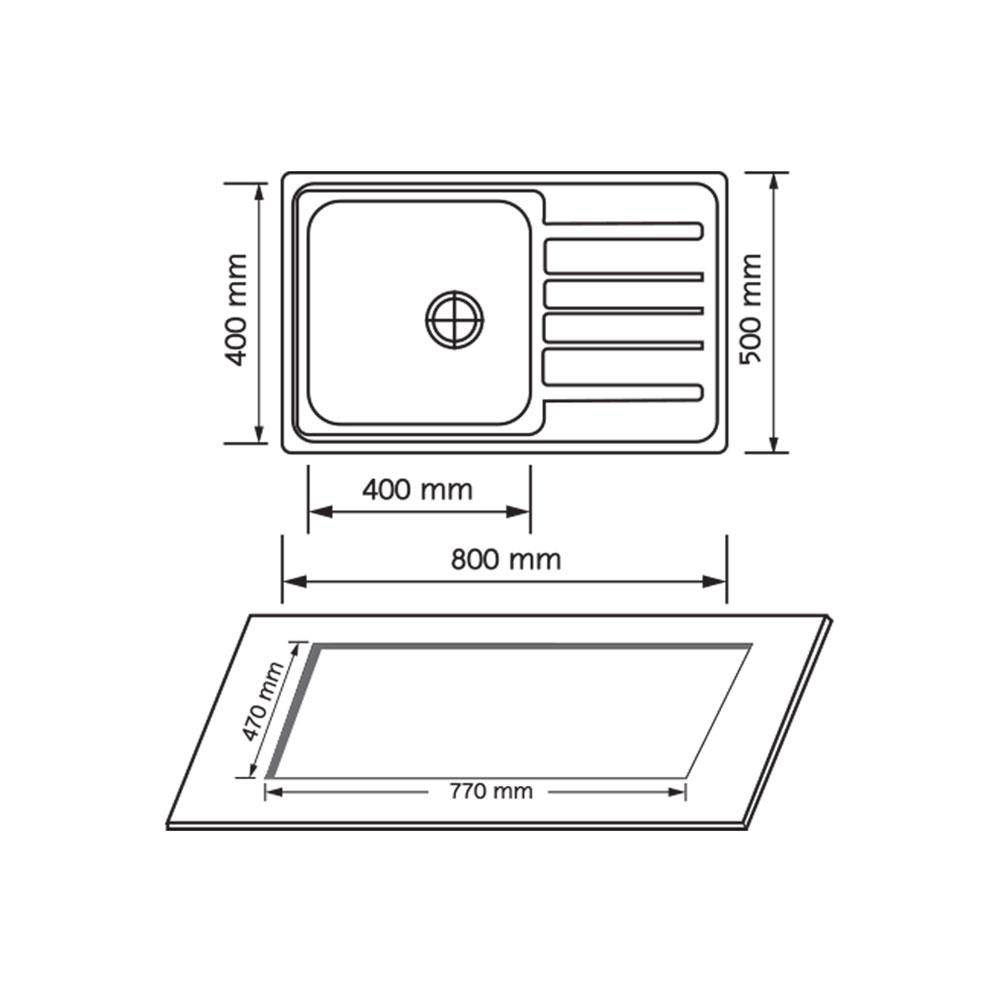 ซิงค์ฝัง 1หลุม 1ที่พัก AXIA MARINA 80 สเตนเลส