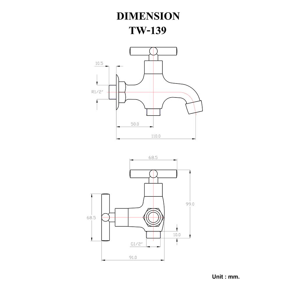 ก๊อกล้างพื้น 2 ทาง HANG TW-139