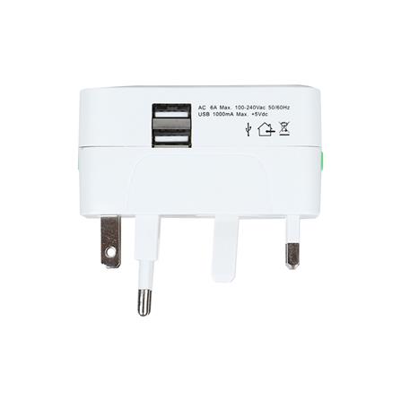 ปลั๊กแปลง 2 ขา UNIVERSAL  2 USB DATA DP1 สีขาว_2