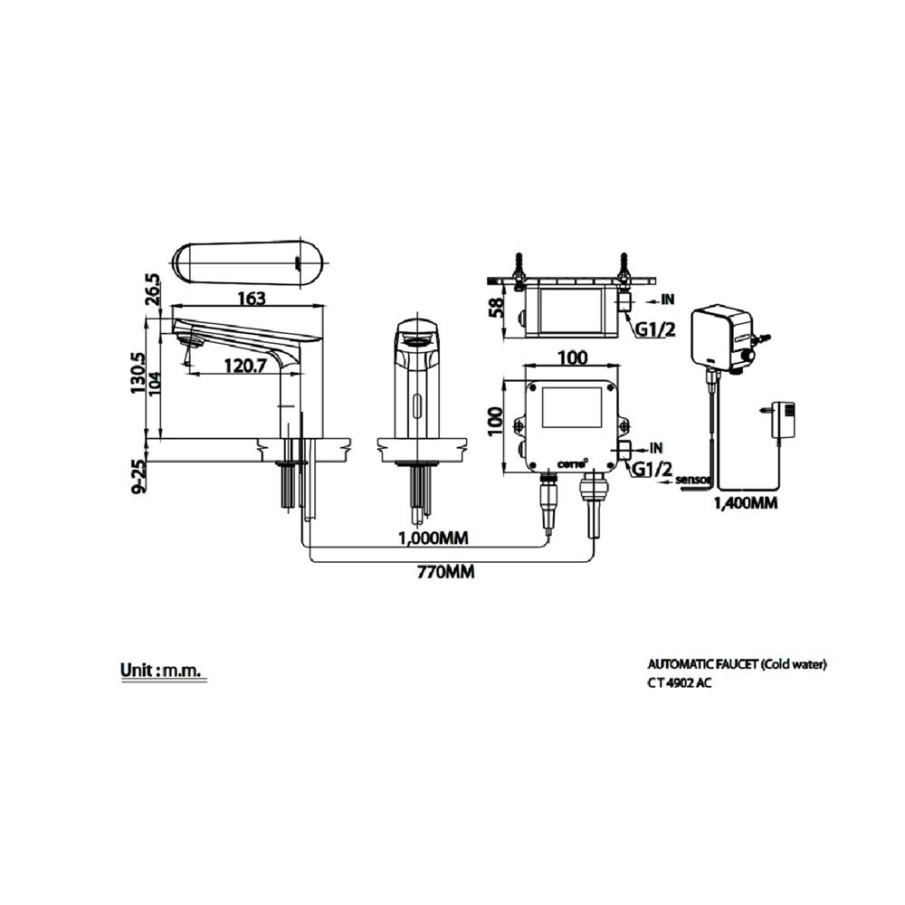 ก๊อกอ่างล้างหน้าอัตโนมัติ COTTO CT4902AC สีโครม