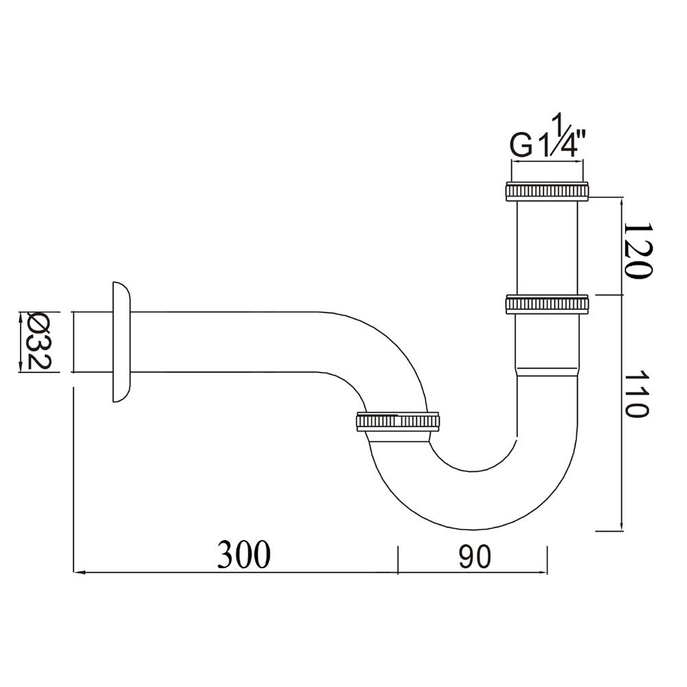 ท่อน้ำทิ้งอ่างล้างหน้าพีแทรป NOVABATH IS-3404 30 ซม. สีโครม