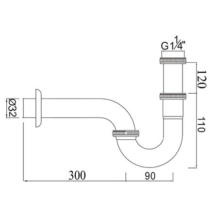 ท่อน้ำทิ้งอ่างล้างหน้าพีแทรป NOVABATH IS-3404 30 ซม. สีโครม_1