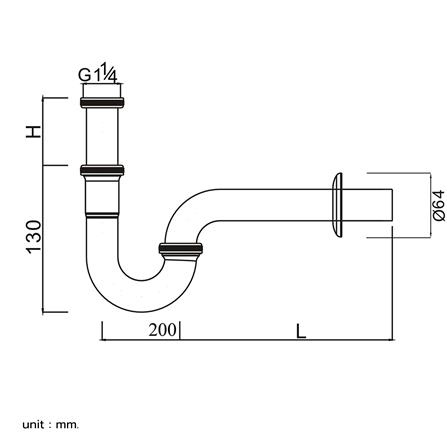 ท่อน้ำทิ้งอ่างล้างหน้าพีแทรป NOVABATH IS-3401 20ซม. สีโครม_2