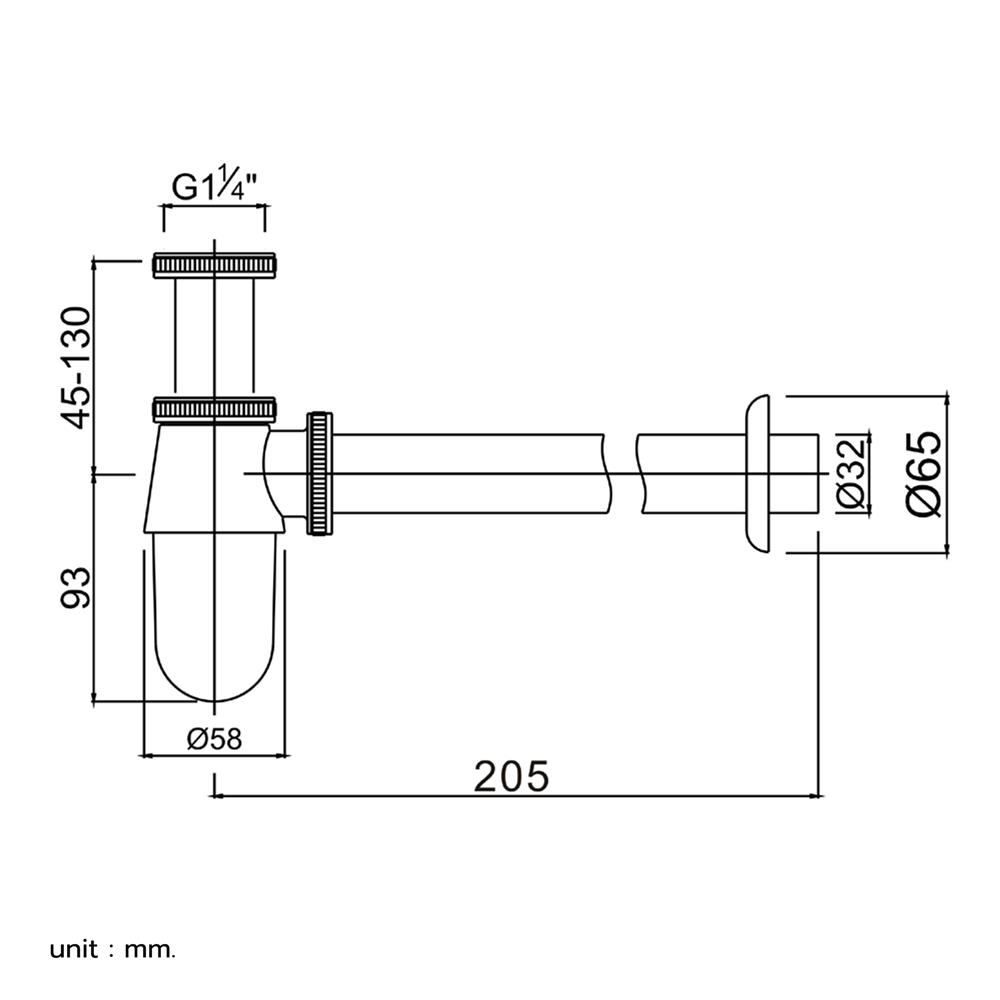 ท่อน้ำทิ้งอ่างล้างหน้ากระปุก NOVABATH IS-3402 20ซม. สีโครม