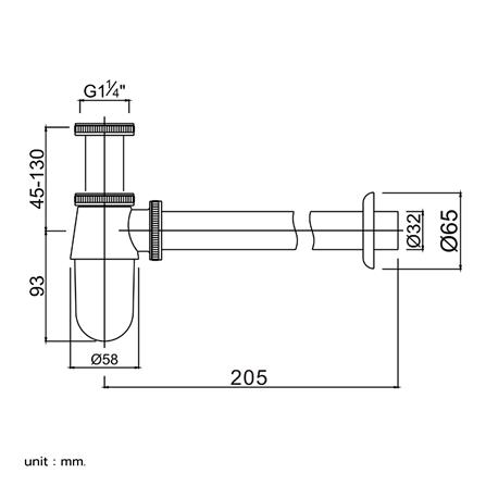 ท่อน้ำทิ้งอ่างล้างหน้ากระปุก NOVABATH IS-3402 20ซม. สีโครม_1
