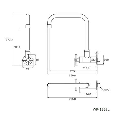 ก๊อกซิงค์เดี่ยวผนัง WS WP-1832L สีเงิน_1