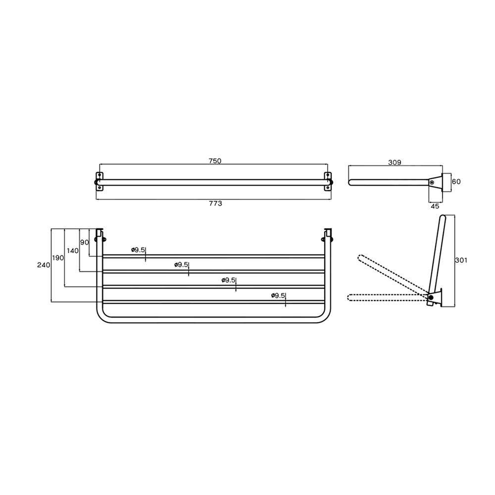 ชั้นวางผ้าพร้อมราวแบบพับได้ WS TS-5210-75 75 ซม.
