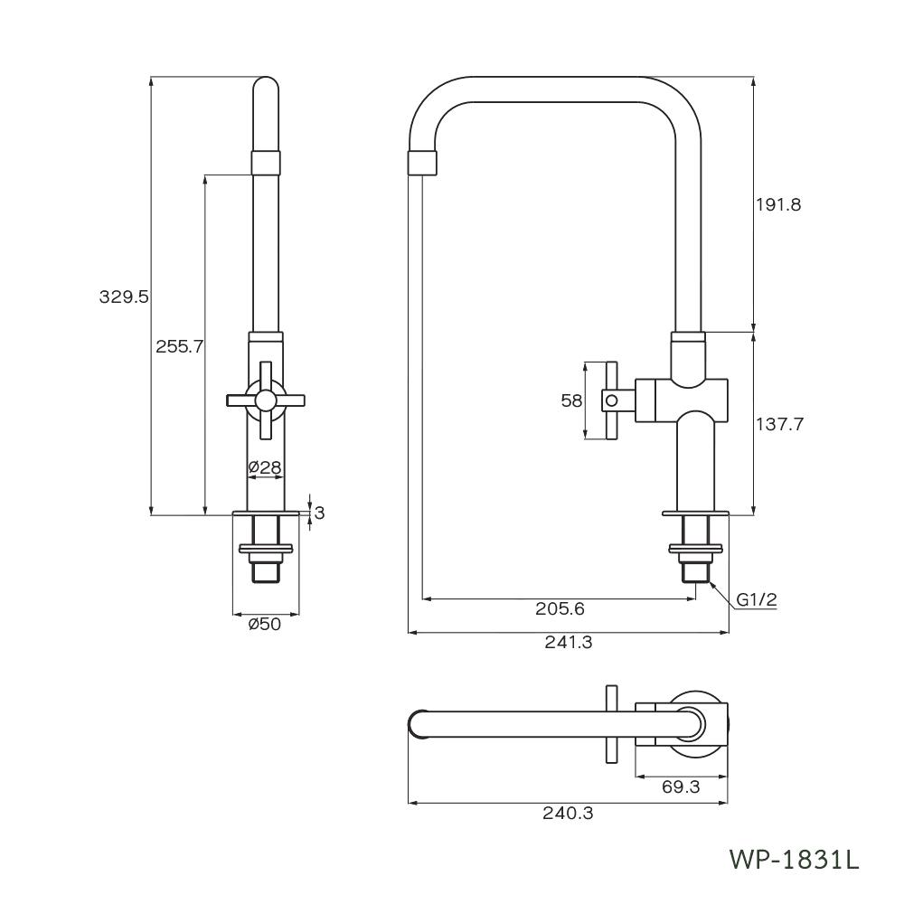 ก๊อกซิงค์เดี่ยวเคาน์เตอร์ WS WP-1831L สีเงิน
