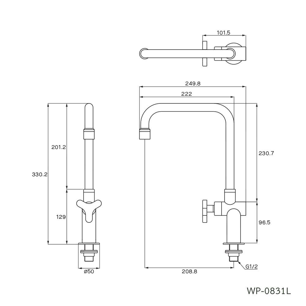 ก๊อกซิงค์เดี่ยวเคาน์เตอร์ WS WP-0831L สีเงิน
