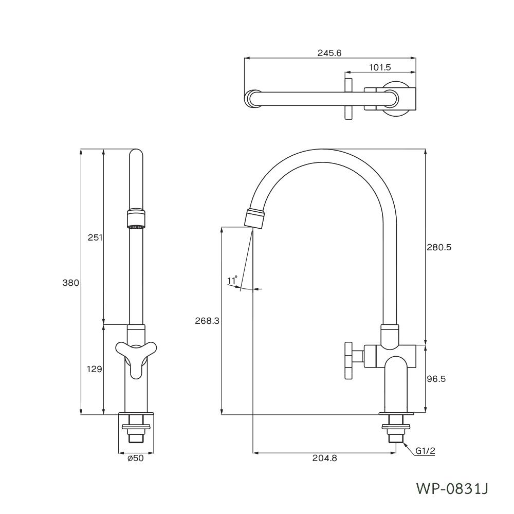 ก๊อกซิงค์เดี่ยวเคาน์เตอร์ WS WP-0831J สีเงิน