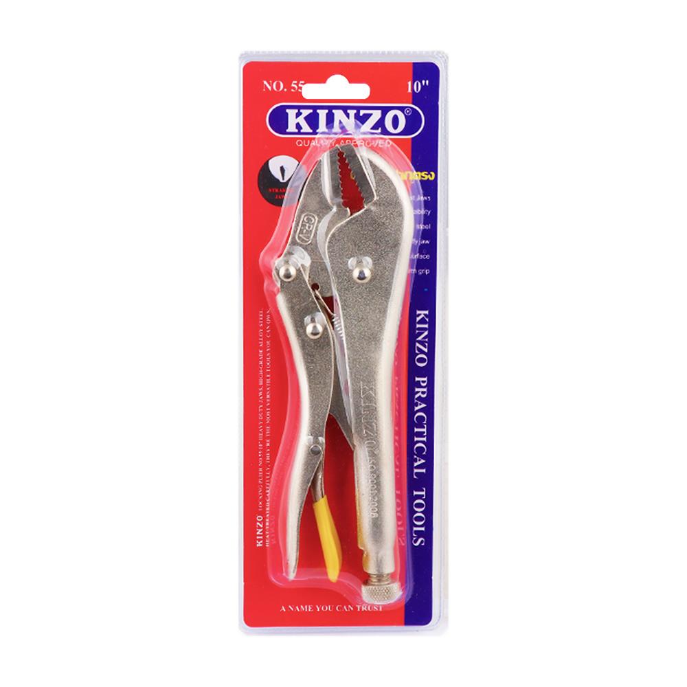 คีมล็อกปากโค้ง KINZO VR91795 10 นิ้ว สีเงิน